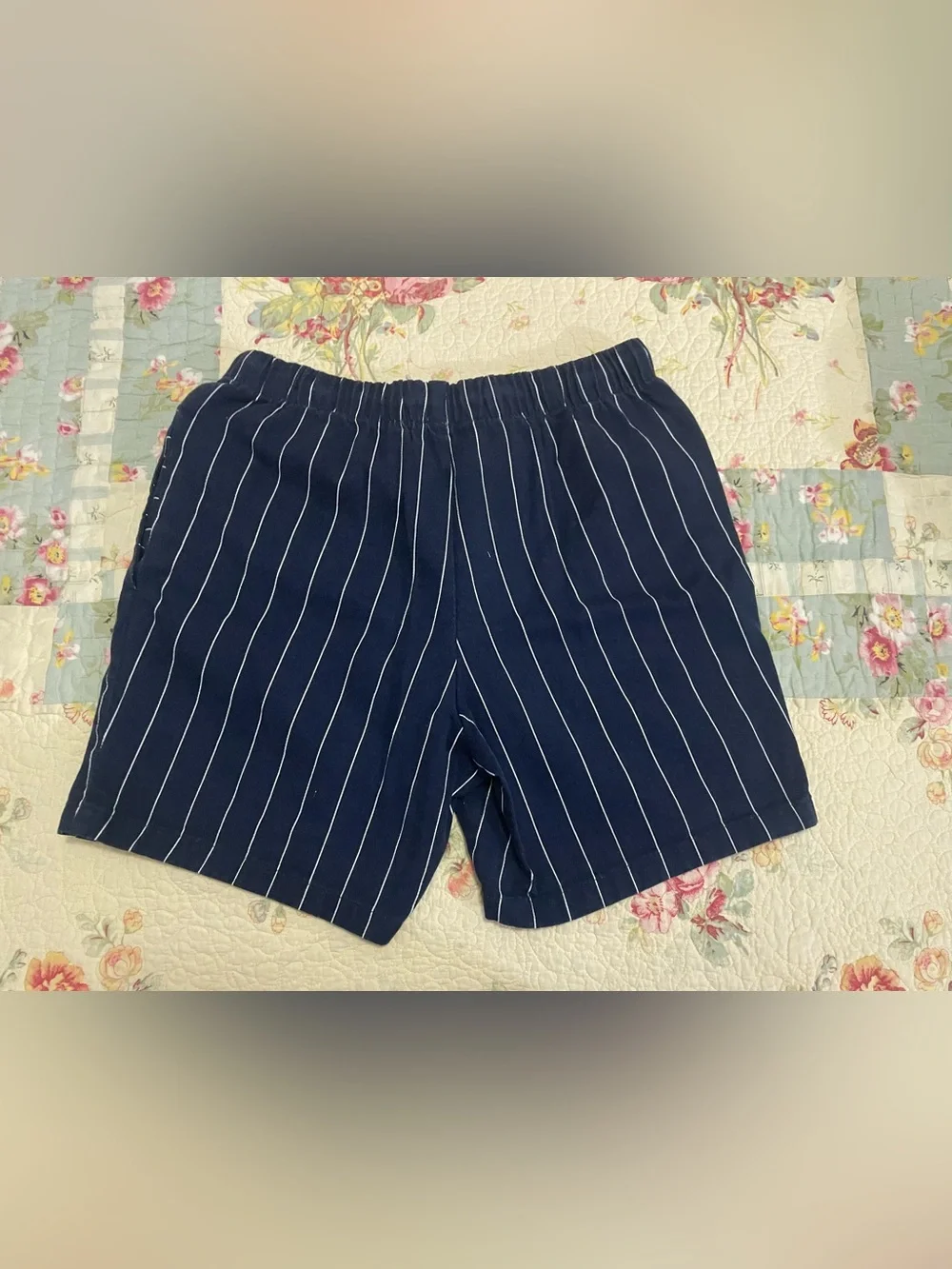 Boohoo Navy Pinstripe Drawstring Athletic Shorts